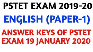 ENGLISH (PAPER-1) answer keys of PSTET Exam held on 19 january 2020..