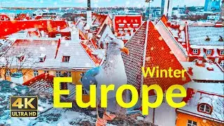 Winter Europe 4K &ndash; Relaxing Drone Views | Snowy Cities & Calm Music