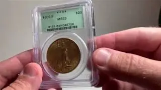1909/8 PCGS MS63 $20 Saint Gaudens in Old Green Holder