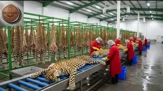 Inside a Modern Leopard-Pattern Leather Factory | Full Processing From Raw Hide to Premium Finish