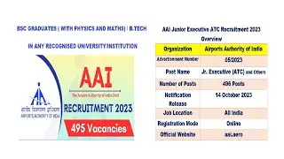 AAI Junior Executive ATC Recruitment 2023| BSC OR B.TECH Graduates | 495 Vacancies |EMPLOYMENT NEWS