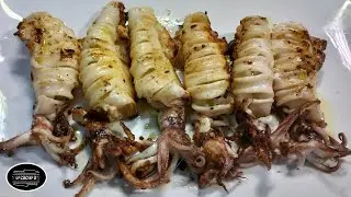🍴🍴CALAMARES a la PLANCHA con SANGRE de ACEITUNA.&iexcl;Son una DELICIA!🤤.