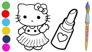 Easy kitty and lipstick drawing for kids|Easy drawing|Easy lipstick drawing for kids 