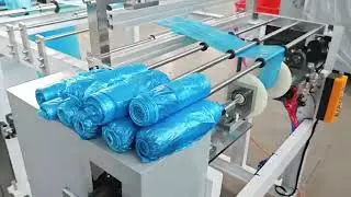 Plastic shoe cover making machine, auto pack in roll