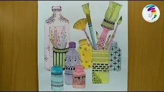 Artist tools drawing || Artist tools with simple and easy mandala patterns || Watercor pencils