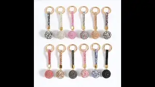 Fashion Shiny Rhinestone Crystal Ball Keychain Bag Purse Charm Pendant Key Ring for Women Girls Gift