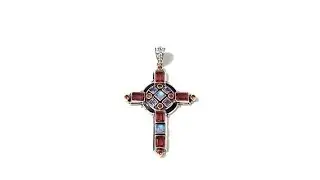 Nicky Butler Watermelon Quartz Triplet Cross Pendant