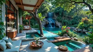 Morning Jazz Under the Trees | Outdoor Cabin Forest Jazz in Morning To Calm Your Mind
