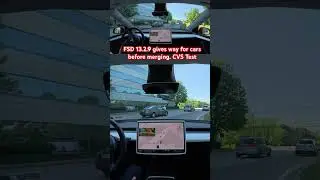 FSD 13.2.9 gives way for cars before merging. CVS Test #teslafsd #fsdbeta #fsd