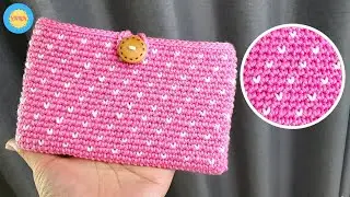 DIY CROCHET PURSE Bag Step by Step | Crochet Heart Stitch  | DIY Yarn Studio | สอนถักกระเป๋าโครเชต์