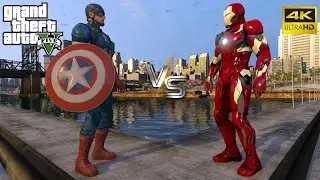 GTA 5 - Captain America VS Iron Man in New York City! (4K Ultra HD Gameplay)