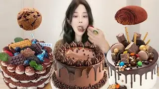 Asmr🍰Eating Chocolate Tiger Cake🍰 (Soft And Waxy Sound) 크림丨먹방丨Mukbang丨Satisfying丨Eatings