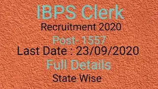IBPS Clerk Recruitment 2020