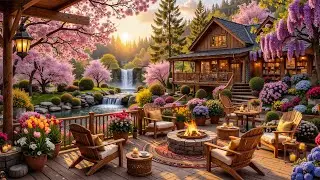 🌸 Cozy Spring Jazz Morning at a Quiet Coffee Shop | Soft Jazz & Forest Ambience