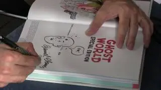 Dan Clowes performing a viking ritual at Copenhaguen International Comics Festival.