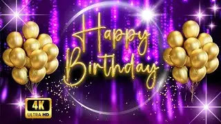 Happy Birthday Purple Gold & Silver 🎉 1 Hour 4K Elegant Background Wallpaper Loop 4K Screensaver