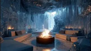 Ice Cave Fireplace Ambience ❄🔥 Cozy Winter Relaxation