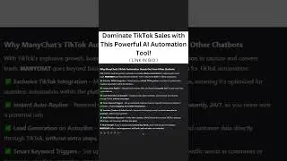 Grow Your Business on Autopilot with ManyChat's TikTok Automation!