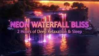 🌌 Neon Waterfall Bliss: 2 Hours of Deep Relaxation & Sleep 🌊