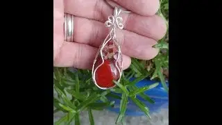 SOLD Vanadinite Red Jasper Sterling Silver Wirewrap Handmade Reiki Pendant