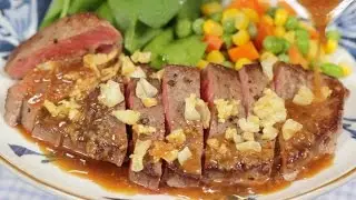 Steak with Garlic Sauce Recipe | Cooking with Dog