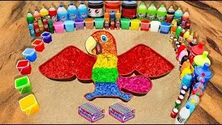 How to make a PARROT with Cement, Orbeez, Big Soda, Coke, Balloons, Soda and Mentos
