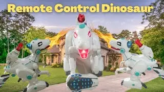 Rc Velociraptor Dinosaur Robot| Rocket launching & Fire Breathing Dinosaur | Kids Toys | Aachi Ideas