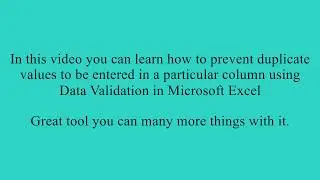 Prevent Duplicate Entries using Data Validation