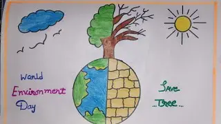 World Environment Day Drawing/World Environment Day Poster Drawing/Save Tree Save Earth Drawing Easy