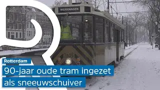90-jaar oude tram veegt Rotterdamse tramrails schoon: 'Rijdt als een zonnetje''