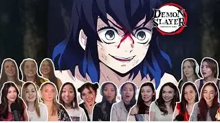 Inosuke Face Reveal | Demon Slayer: Kimetsu no Yaiba Girls Reaction Compilation