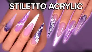 ✨ EASY OMBRE ACRYLIC STILETTO NAILS DESIGN 💜 BEGINNER FRIENDLY SPRING NAIL ART 🌸