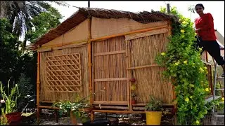Lady Making Bamboo House in Dubai | Building | Bamboo Hut Part 1 | How to make Bamboo Villa