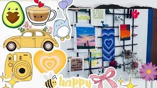 Grid wall hanging💌 || cute stickers diy🎀 || step by step #trending #youtubevideos #diy #art #explore
