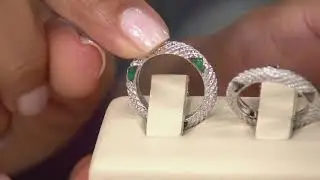 Trillion-Cut Opaque Gemstone Band Ring, Sterling Silver on QVC