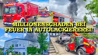 +++ MILLIONENSCHADEN BEI GROSSBRAND IN LACKIEREREI +++ FEUERWEHR im GROSSEINSATZ | + MANITOU