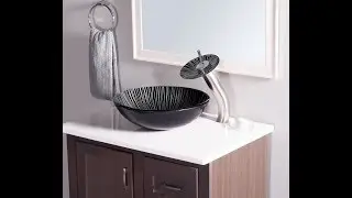 Hand Painted Black and Silver Glass Vessel Sink NOHP-G023