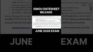 IGNOU Datesheet Release June 2026 Exam | IGNOU exam datesheet 2026