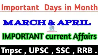 Important days in a month - March & April | Important days current affairs | Win shine Gk
