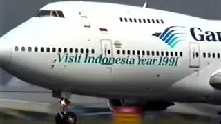 Garuda Indonesia Boeing 747 200 take off from Amsterdam Schipol Airport