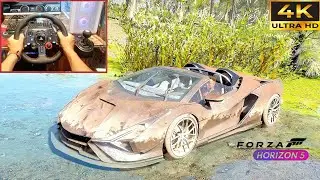 Rebuilding Lamborghini Sian Roadster - Forza Horizon 5 | Steering Wheel Gameplay