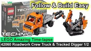 LEGO Technic 42060 Roadwork Crew Truck&Tracked Digger 1 - Instructions/Speed Build/Time-lapse Video