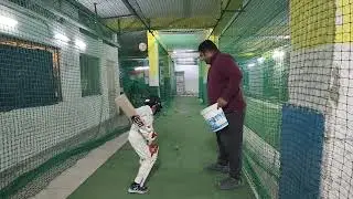 Arav doing batting drills
