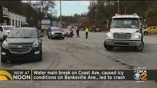 Water Main Break Leads To Icy Conditions On Banksville Rd.