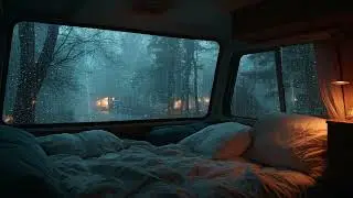 🚐 Rain Sounds Camping Van | Quiet Forest Night (3 Hours) | Sleep Study Meditation Stress Relief