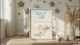 Minimalist Diaper Raffle Set | Premium Editable Baby Shower Stationery