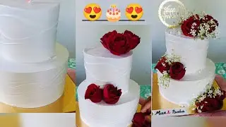 Wedding anniversary cake😍🎂for parents😍 1 kg 2 tier cake making🎂 #cake #viral #cakedecorating #shorts