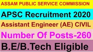 Assam PSC AE Civil Recruitment 2020 | APSC Assistant Engineer Civil Offline Form 2020|Revised Update