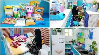 BELANJA BULANAN | BONGKAR DAN RAPIKAN BELANJAAN | BEBERES RUMAH✨daily vlog irt desa