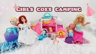 Barbie Chelsea Elsa Frozen Ariel The Little Mermaid Goes Camping ft. Fairy Godmother